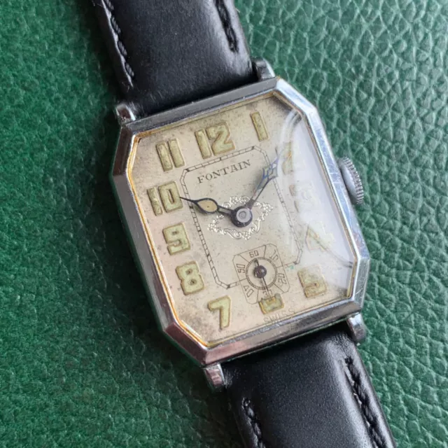 Vintage Fontain Art Deco Luminous Dial Wristwatch 14K Rolled Gold Plate 2