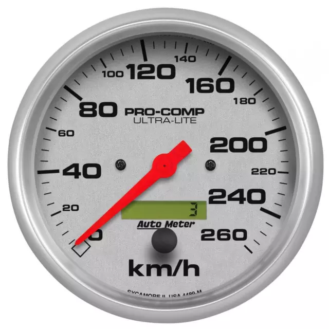 AutoMeter 4489-M GAUGE, SPEEDOMETER, 5" , 260KM/H, ELEC. PROG. W/ LCD ODO, ULTR