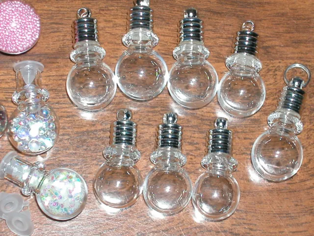 10 Magic Fairy bottles vial small crystal ball Lot fill glitter sand