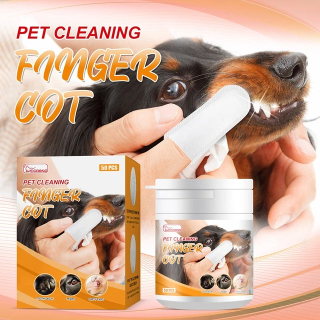 Pet Dental Care Teeth Cleaning Finger Wipes for Cat Dogs (Pack of 50) Disposable