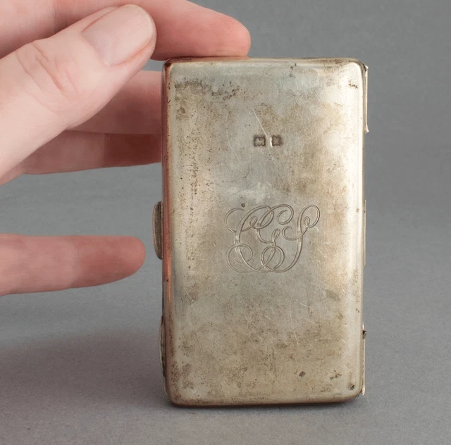 Antique SOLID SILVER Hallmarked CIGARETTE or CARD CASE - 91g Scrap NEEDS HINGE
