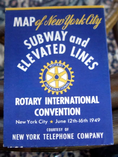 1949 Rotary International Convention Map of New York City Subway & Elevated line