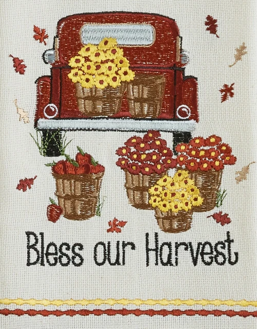 Park Designs Bless Our Harvest Pick Up Truck Embroidered Kitchen Dish Towel