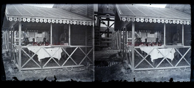 Restaurant Photo Plaque de verre c1930 NEGATIVE Stereo Vintage PL28L8n