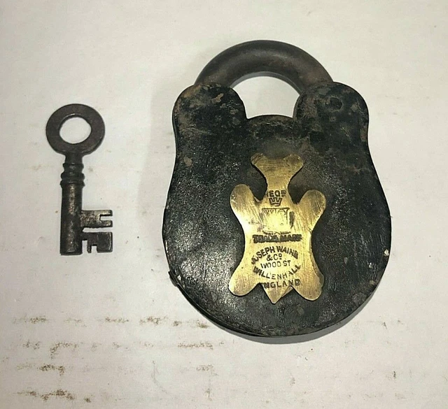 Altes Vintage-Eisen 'Joseph Waine & C.' Vorhängeschloss Mit Schlüssel ....