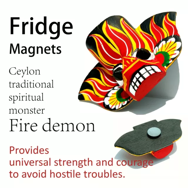 Fridge Magnet Ceylon Traditional Mask fire demon Refrigerator Handmade Gift deco