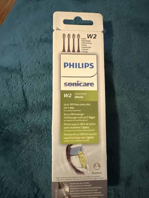 4 cabezales de repuesto para cepillo de dientes sónico estándar blanco óptimo Philips Sonicare W2