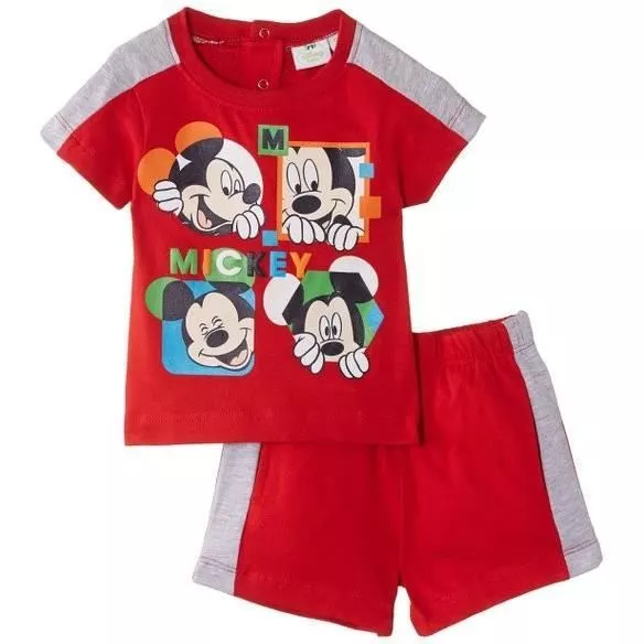 DISNEY BABY ensemble bébé MICKEY t-shirt + short 6 12 18 ou 23 mois rouge gris