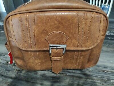 1975 VINTAGE American Tourister Leather Carry on Bag w Strap & Tag, Escort VGC