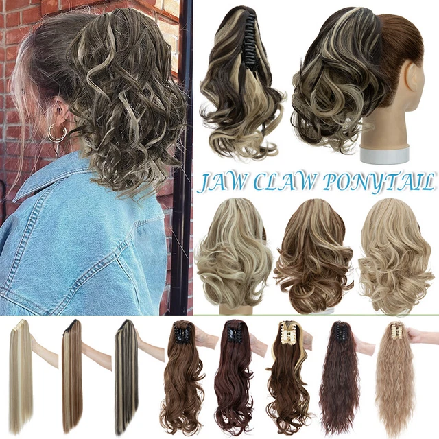 WIG ME UP Gelockter Pferdeschwanz Haarteil 50 Cm Platinblond – Butterfly-Klammer Für Einfaches Anstecken
