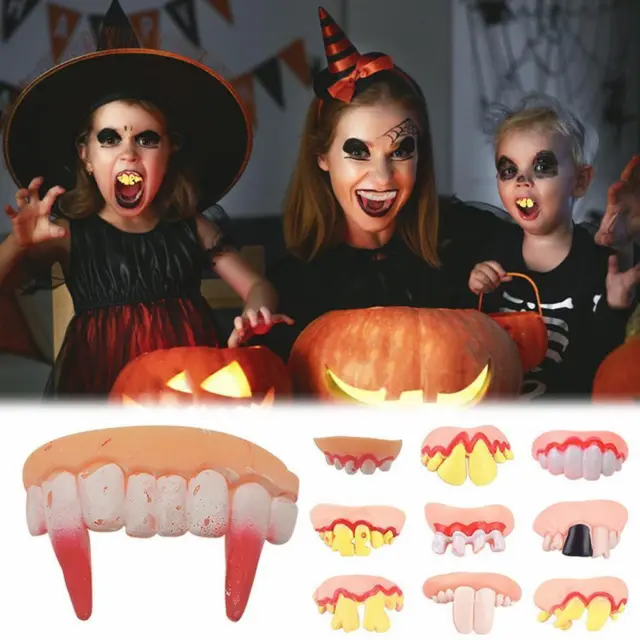 Costume Denti Falsi Halloween Trucco Giocattolo Falso Divertente Nuovi Decorazione Denti T79C