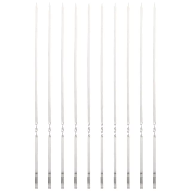 10 Pcs Outdoor Grill Bbq Skewers Stainless Steel Kabob Sticks