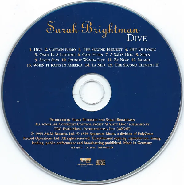 SARAH BRIGHTMAN - Dive (CD, Album) $14.56 - PicClick