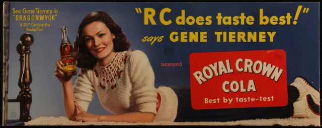 Gene Tierney Lovely Royal Crown Cola Rc Cola Promo Sign Poster 1946 Dragonwyck