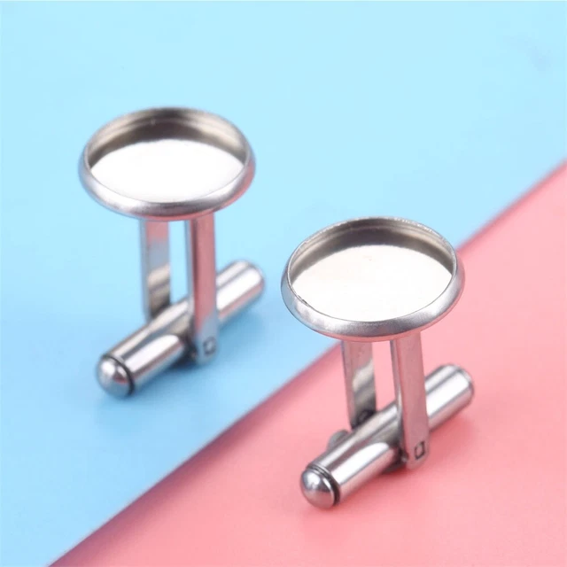 2 piezas Base de botones de joyería cabujón de acero inoxidable 2 piezas