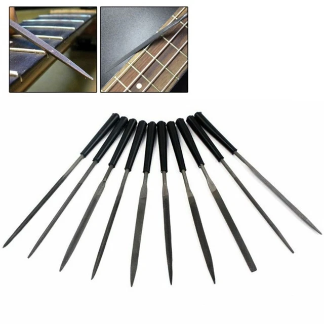 Kit strumenti di riparazione chitarra 10 pz slot sella dado fret file di rettifi