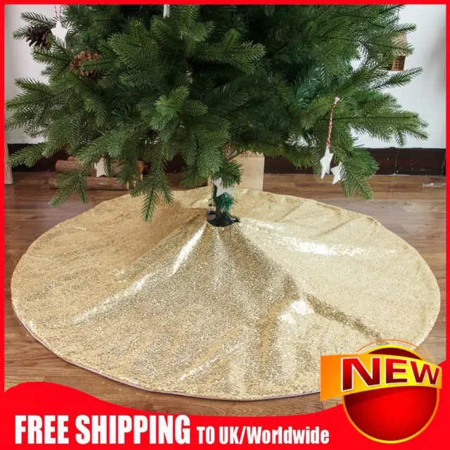 Falda de árbol de 24/35 pulgadas lentejuelas brillo falda de árbol cubierta base para decoración navideña