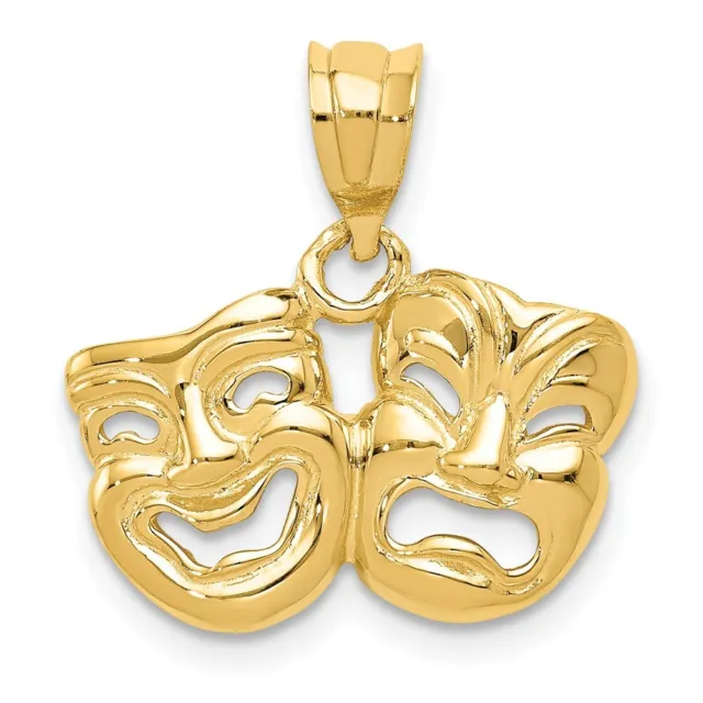 14k Yellow Gold Open-Backed Comedy/Tragedy Pendant for Womens 1.29g