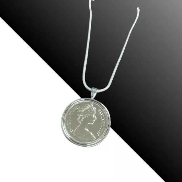 Large Five Pence 5p Coin Pendant -Choose the Year & Metal Colour- Birthday Gift