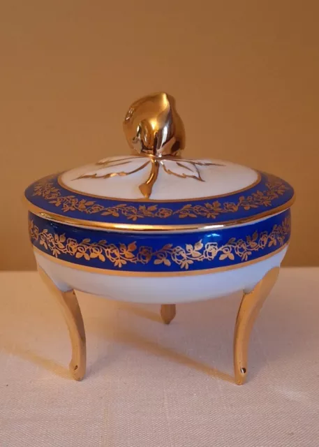 Rare Meissner Limoges France Porcelain Trinket Jewellery Box With Rose Detail