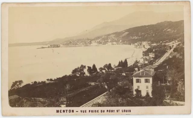 CDV Pascal Amarante circa 1870. Menton. Vue prise du Pont Saint-Louis.