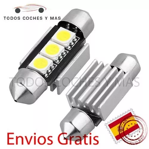 5 X Bombillas Coche Festoon C5W 36Mm 3 Led Smd 5050 Matricula Canbus No Errores