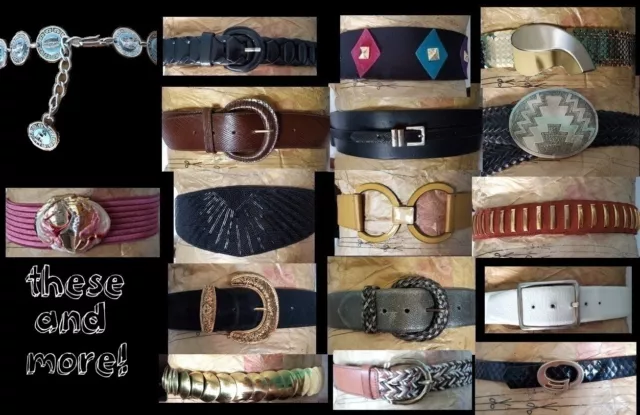 women's belts many brands, colors, types, sizes Fossil, Chico's, L'Aiglon more