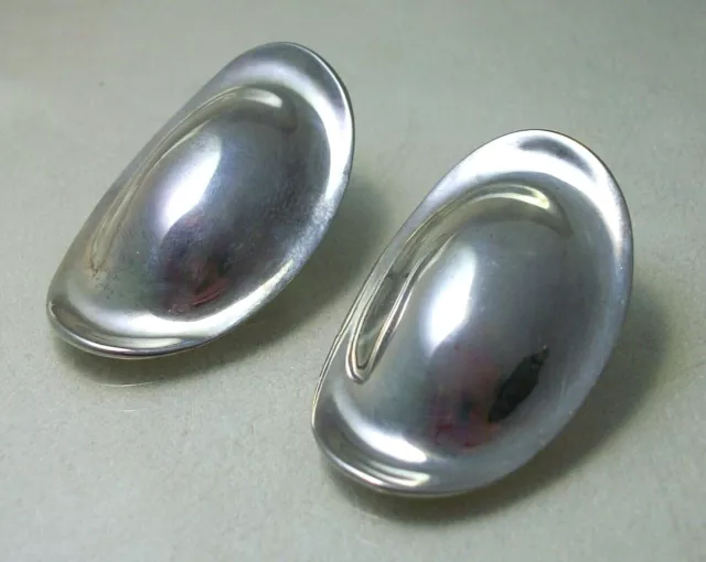 Liz Claiborne Earrings Polished Silver Tone Metal Posts Pierced Vintage Signed