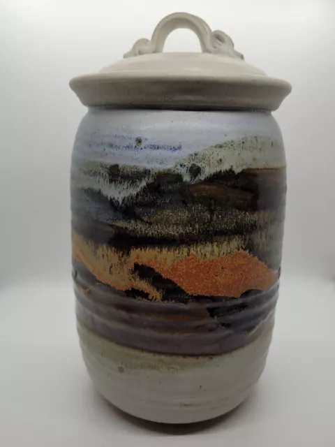 Hazelton Jones Stoneware Jar Canister Hand Glazed Studio Art Pottery Signed Vtg