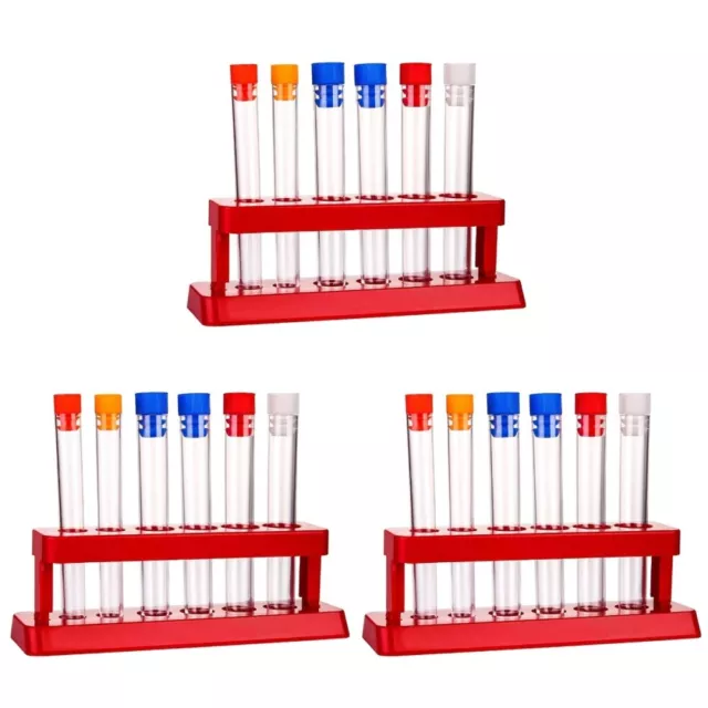 3 Sets Plastic Test Tubes with Caps Clear Glasses for Kids Bracket