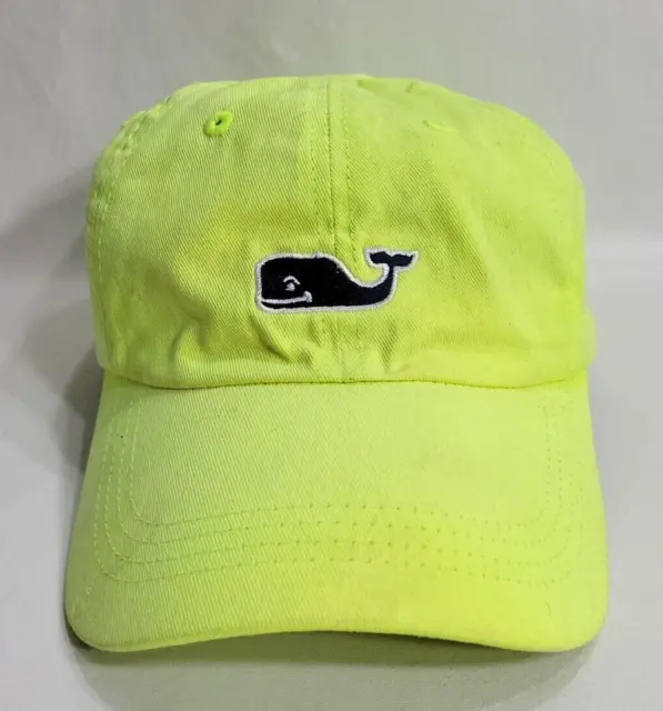 Vineyard Vines Hat Cap Strap Back Yellow Blue Whale Logo Preppy Casual Mens