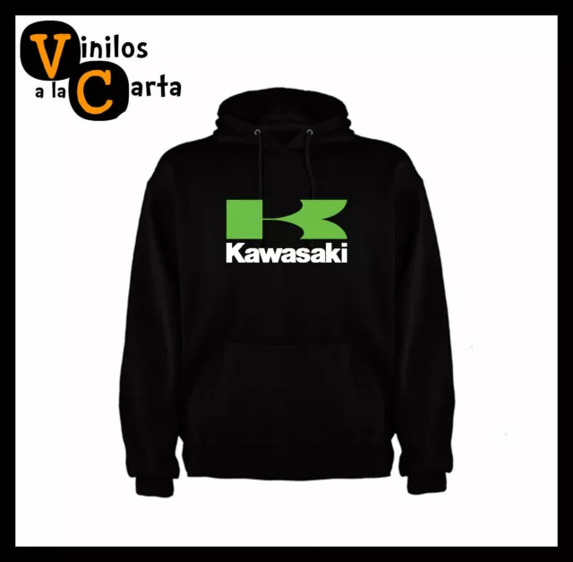 Sudadera capucha Kawasaki moto coche Hombre Niño Roly negra blanca