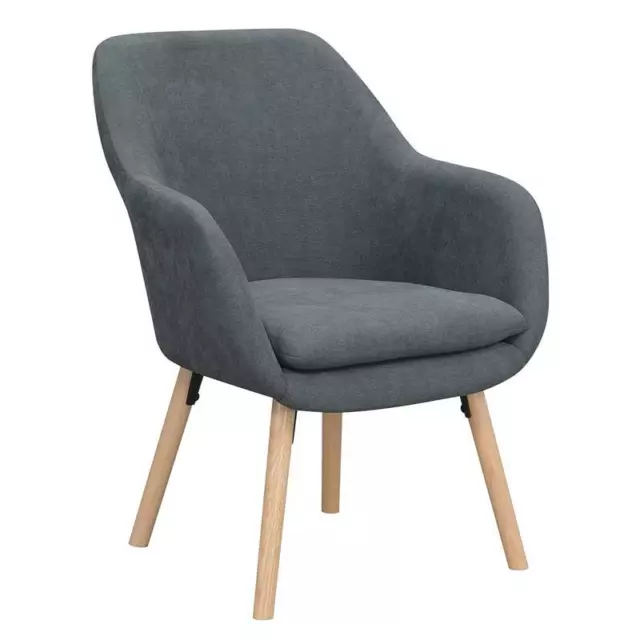 Convenience Concepts Charlotte Accent Chair in Charcoal Gray Linen w/ Wood Legs