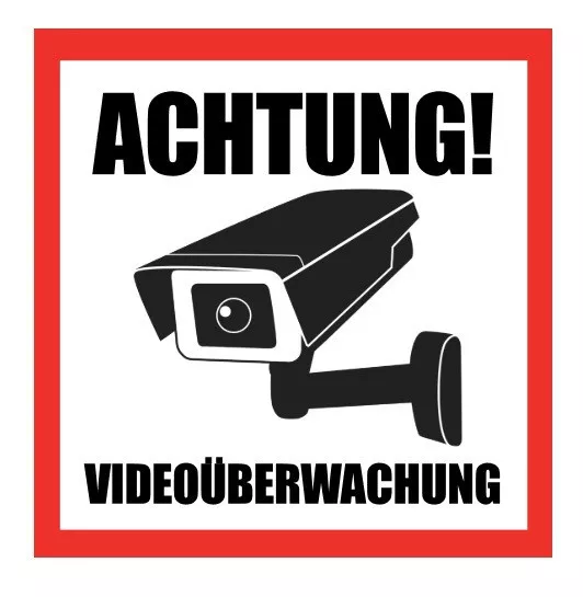 1-50 Stk. ACHTUNG Videoüberwachung Aufkleber Hinweisschild Warnaufkleber Kamera