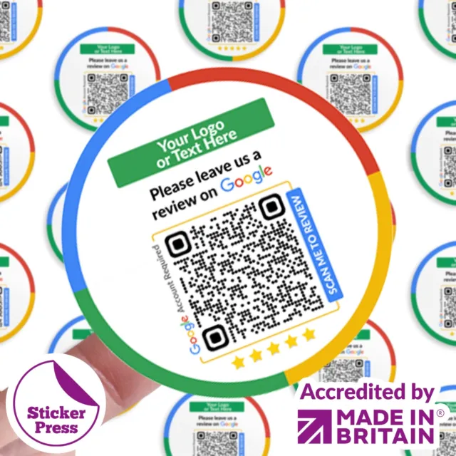 Custom Google Review Stickers Circle My Business Stickers, Personalised Logo QR