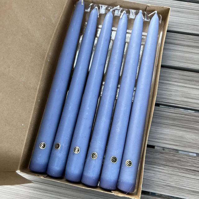6 PartyLite Candles 10" Unscented Taper Colonial Blue P0760 New In Box Vintage