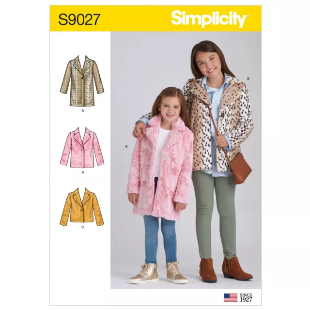 Simplicity SEWING PATTERN S9027 Childs/Girls Lined Coat Or Jacket 3-6 Or 7-14