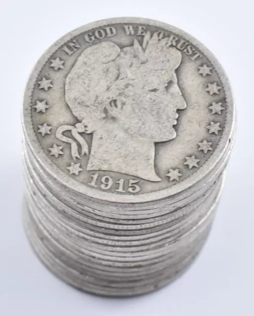 1892-1915 $10 Face 90% Silver Circ Barber Half Dollar Roll