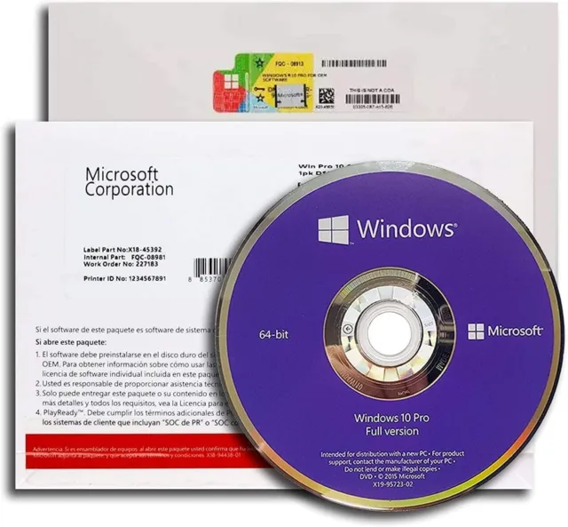 Window 10 Pro | | +64-bit LCP | DE Pro win10 inkl. 19%Mwst. DVD