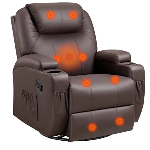 Swivel Rocker Recliner with Massage and Heating Functions, Sofa Chair with