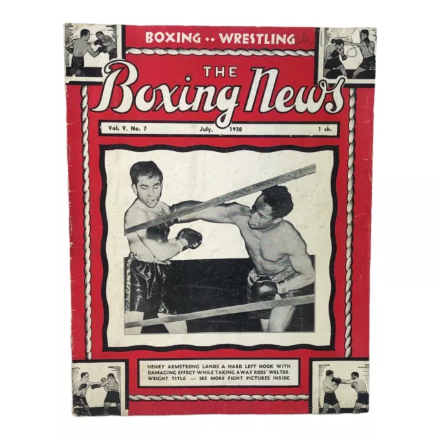Vintage The Boxing News Magazine Henry Armstrong Barney Ross July 1938