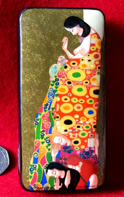 Russian LACQUER Box Expecting Mother Klimt HOPE II Christening Genuine signed