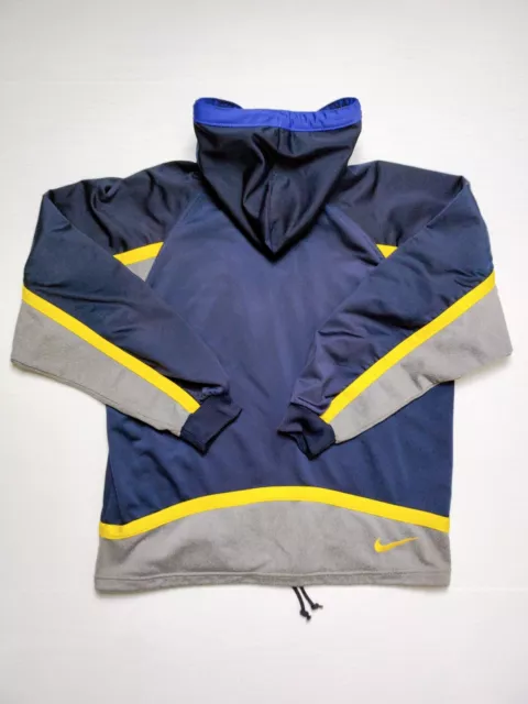 Nike Vintage Anni 90 Felpa Cappuccio Zip Uomo Taglia S Blu Gialla Giacca Tuta 3