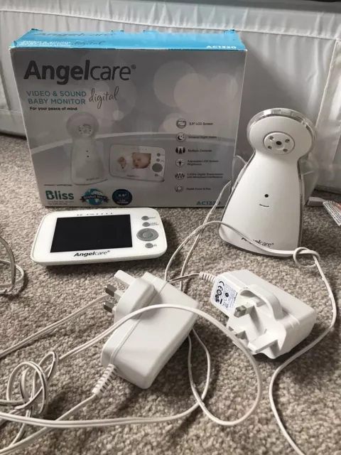 Angelcare AC1320 White VIDEO & SOUND Baby Monitor Zoom Camera DIGITAL DISPLAY