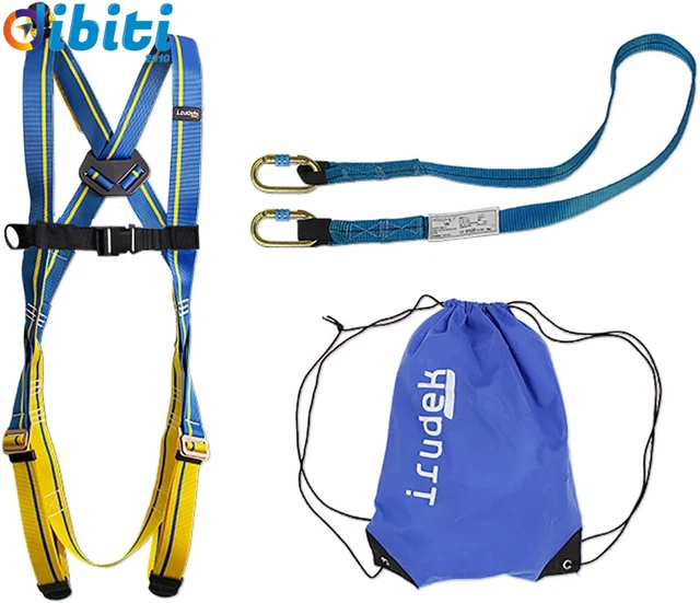 Set Sicurezza Moschettoni Corda Kit Imbracatura Di Sicurezza Anticaduta - Sistema Di Ritenzione Imbracatura Certificata 140kg