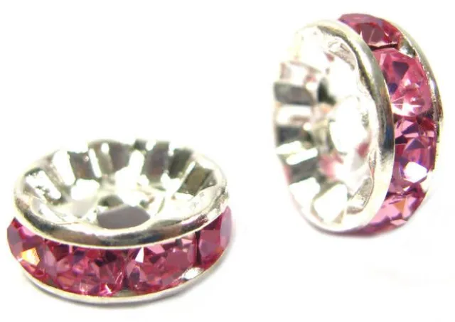 20Pcs X Hot Pink Rhinestone Spacer Beads Used To Make Shamballa   Bracelet A10