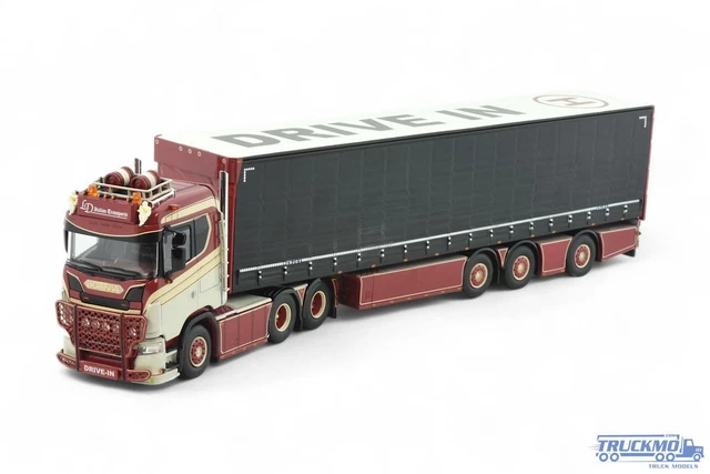 TEKNO 80743 – SCANIA T143 Tracteur 6x4 + Semi Surbaissé Bâché STJARNSTROM, 1/50, Neuf