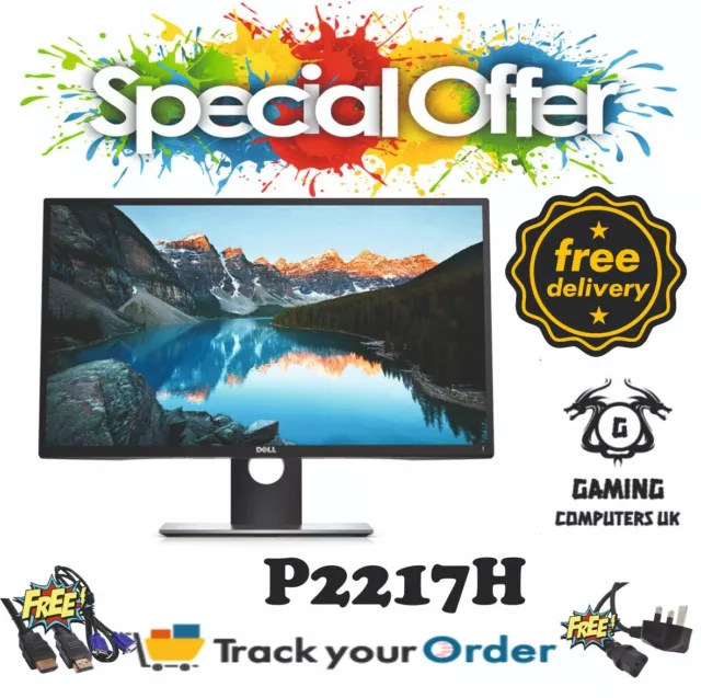 Offer! Dell P2217H 22" Fhd Widescreen Hdmi Vga Dp Led Ips Monitor Free Cables!
