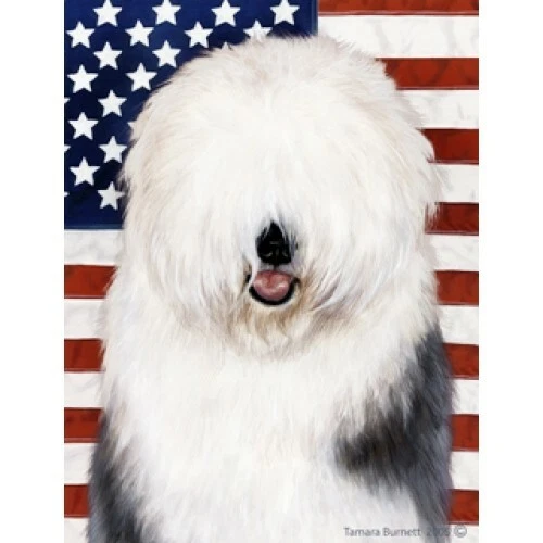 Patriotic (D2) House Flag - Old English Sheepdog 32129