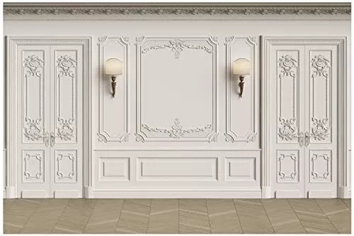 10x8ft Classical Interior Wall Backdrop Retro White Wall European Frame Artis...